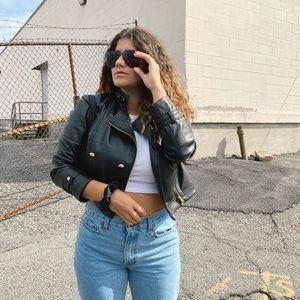 Faux leather military jacket
